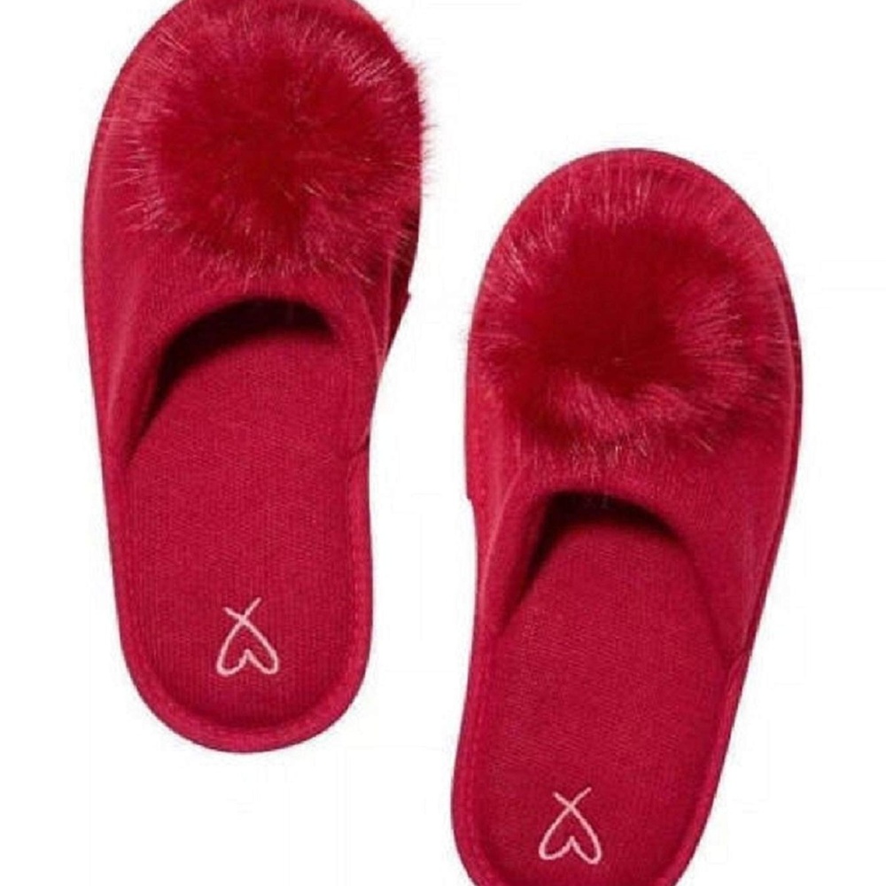 Victoria's Secret Pom Pom Pretty Red Slippers NWT